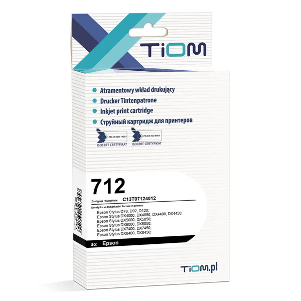 Ti-E712C Tusz Tiom do Epson 712 | C13T07124012 | 450 str. | cyan