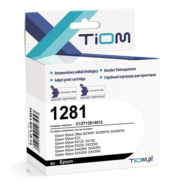 Ti-E1281BK Tusz Tiom do Epson 1281 | C13T12814012 | 500 str.| black